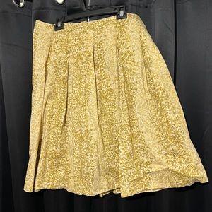 Talbots Mustard Floral print A Line plated skirt, size 14